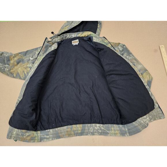Vintage Fieldstaff Mossy Oak Camo Full Zip Fleece Hooded Jacket Sz Medium - Picture 13 of 14